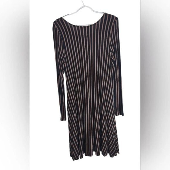 Jodifl dress long sleeve slimming black and brown striped geometric size small - Picture 3 of 9